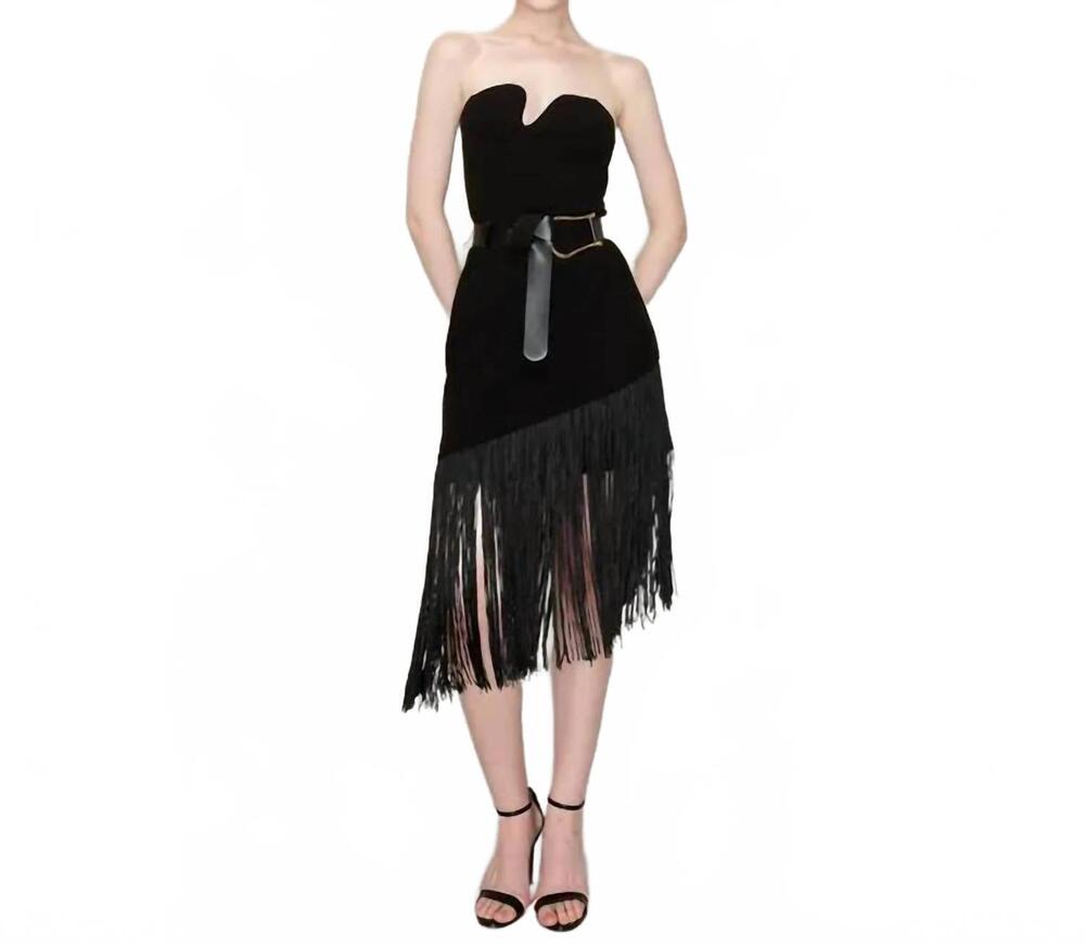 NEW INA FASHION harlem nights fringe sleeveless dress in black